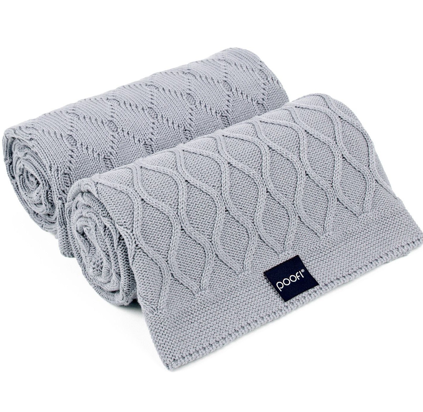 Poofi Kocyk Tkany Dwa Splot Jasny Szary 0+