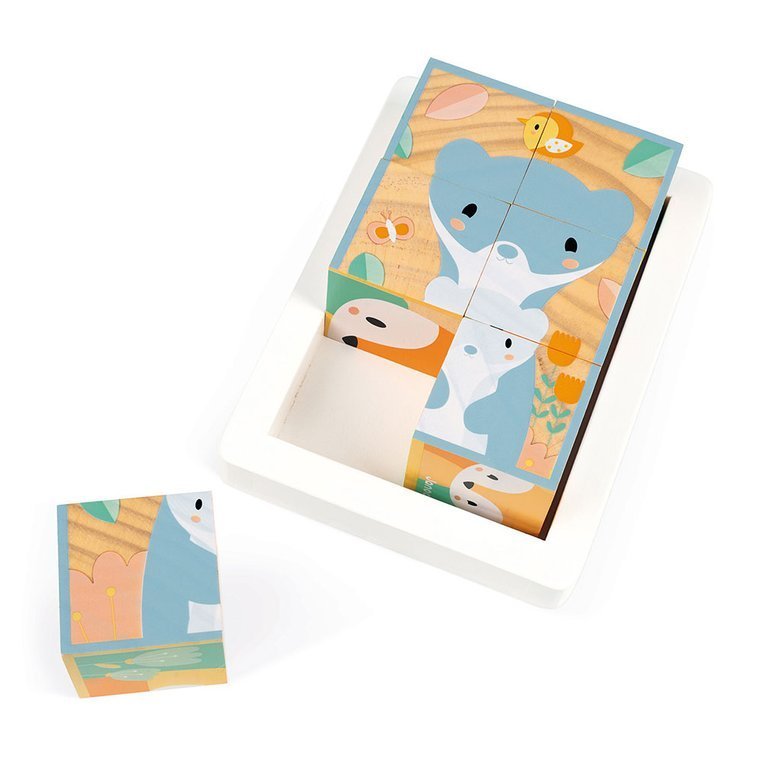 Janod Klocki Drewniane Puzzle Pure 6el 1+