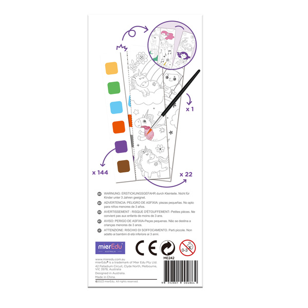 Mieredu Kieszonkowa Kolorowanka Akwarelowa Jednorożce 1+ Pędzelek