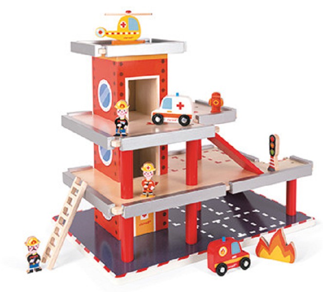 Janod Remiza Garaż Drewniany z Akcesoriami 3+