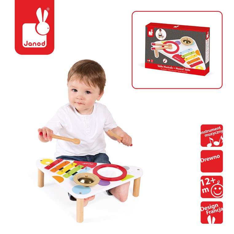 Janod Stolik Muzyczny Confetti 12m+