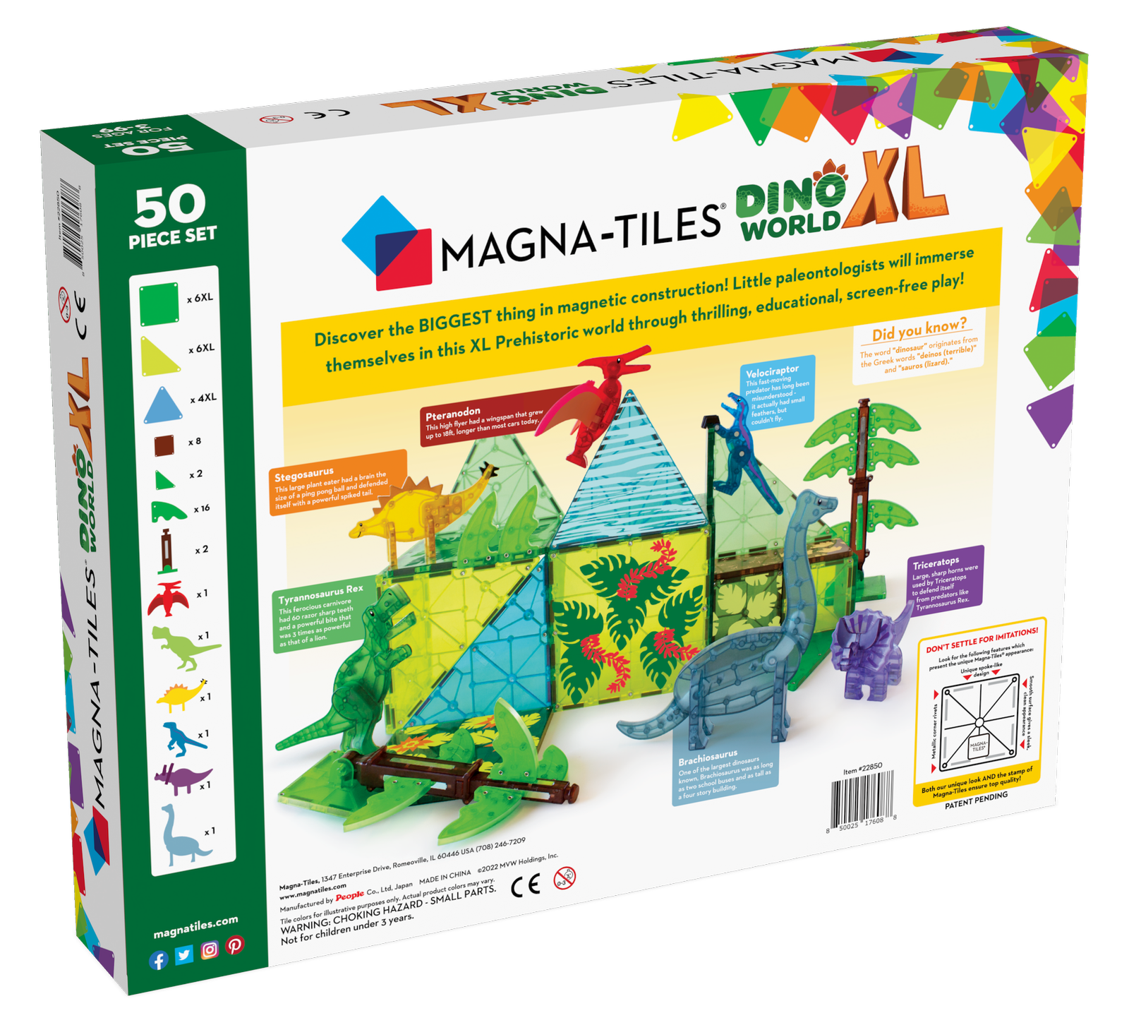 Magna-Tiles Dino World XL Klocki Magnetyczne 50 el. 3+