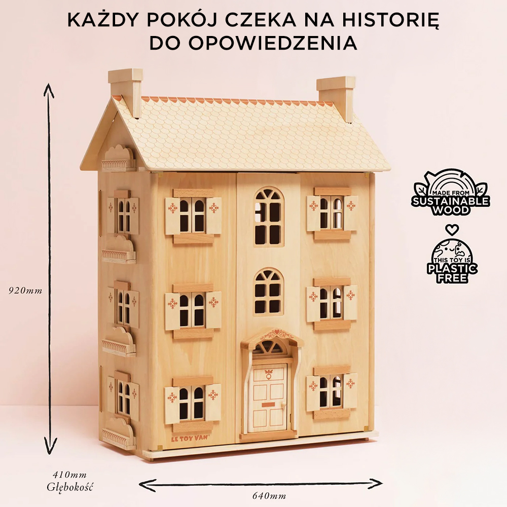Naturalny drewniany domek dla lalek (ekologiczny, FSC®)” | Le Toy Van