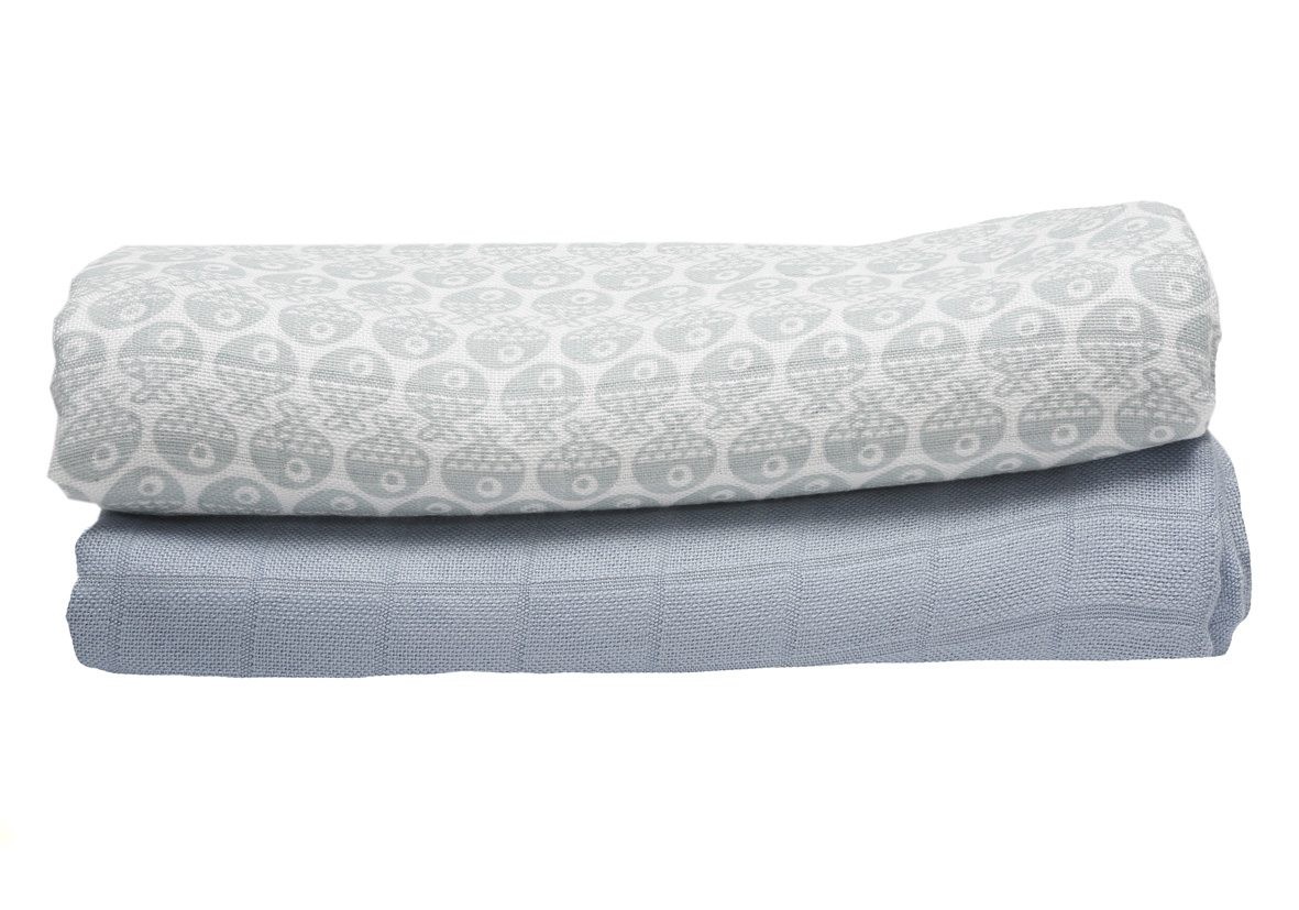 Motherhood Otulacze Muślinowe Bambusowe Premium 120x100cm Niebieskie rybki