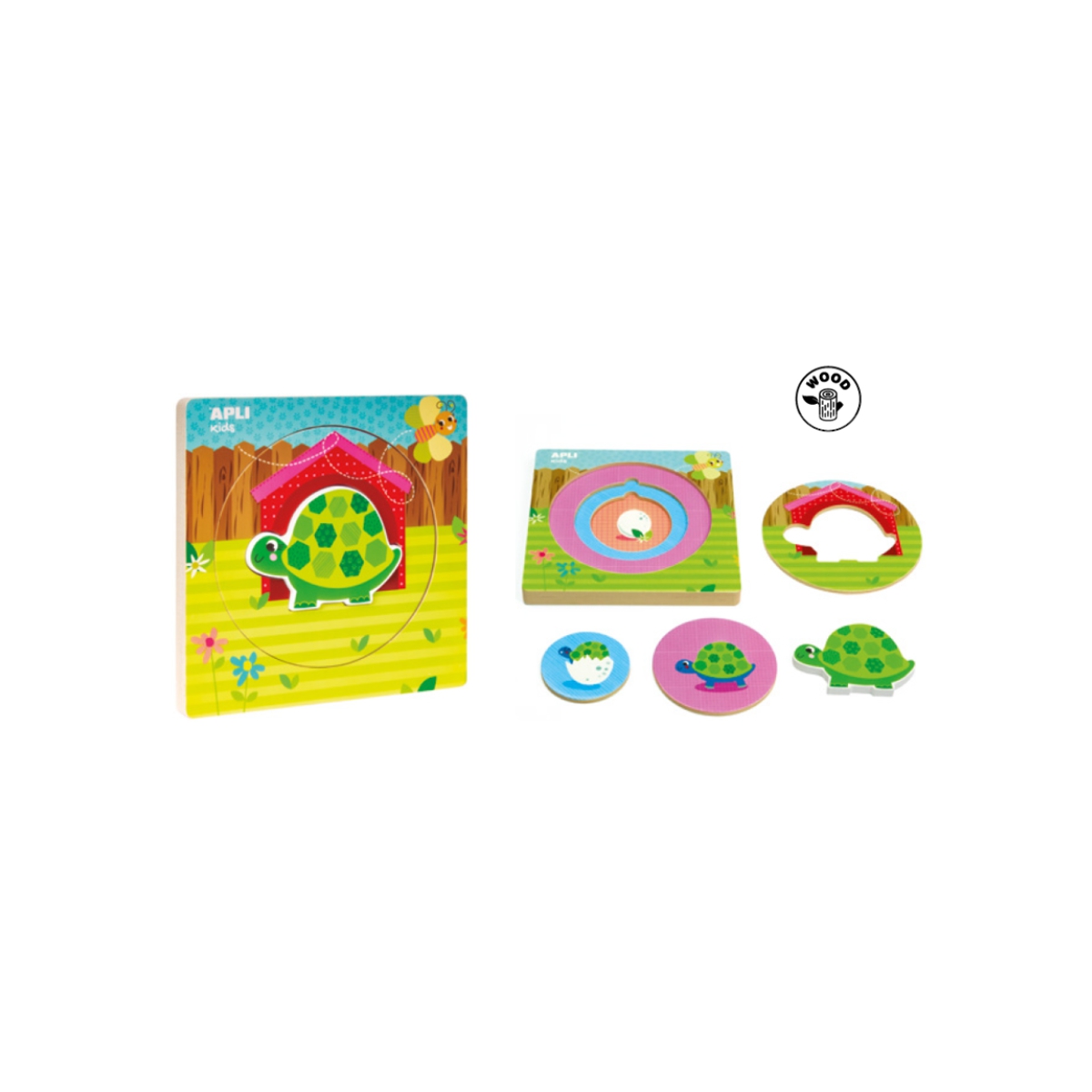 Apli Kids Puzzle Drewniane Warstwowe Żółw 2+