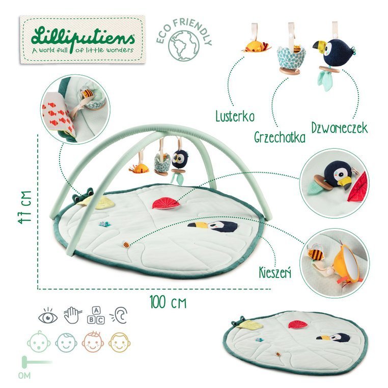 Lilliputiens Mata Edukacyjna Dżungla 0m+ z Pałąkami