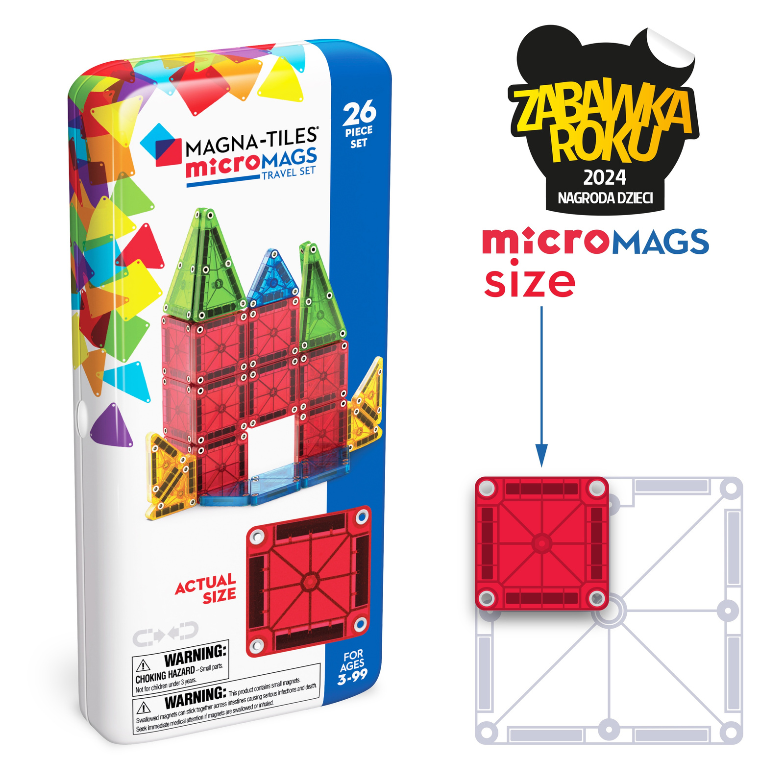 Magna-Tiles Klocki Magnetyczne Travel microMAGS 26 el. 3+