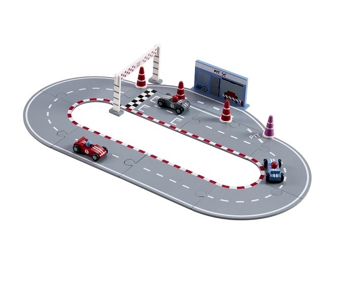 Kids Concept Tor Wyścigowy Blue Drewniany 3+ lat