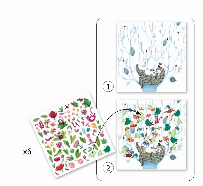 Djeco, zestaw art. z naklejkami wiosna