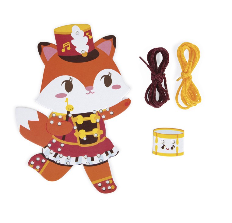 Janod Sznurowanka Kolorowe Zwierzątka 2+ | Drewniane Zabawki