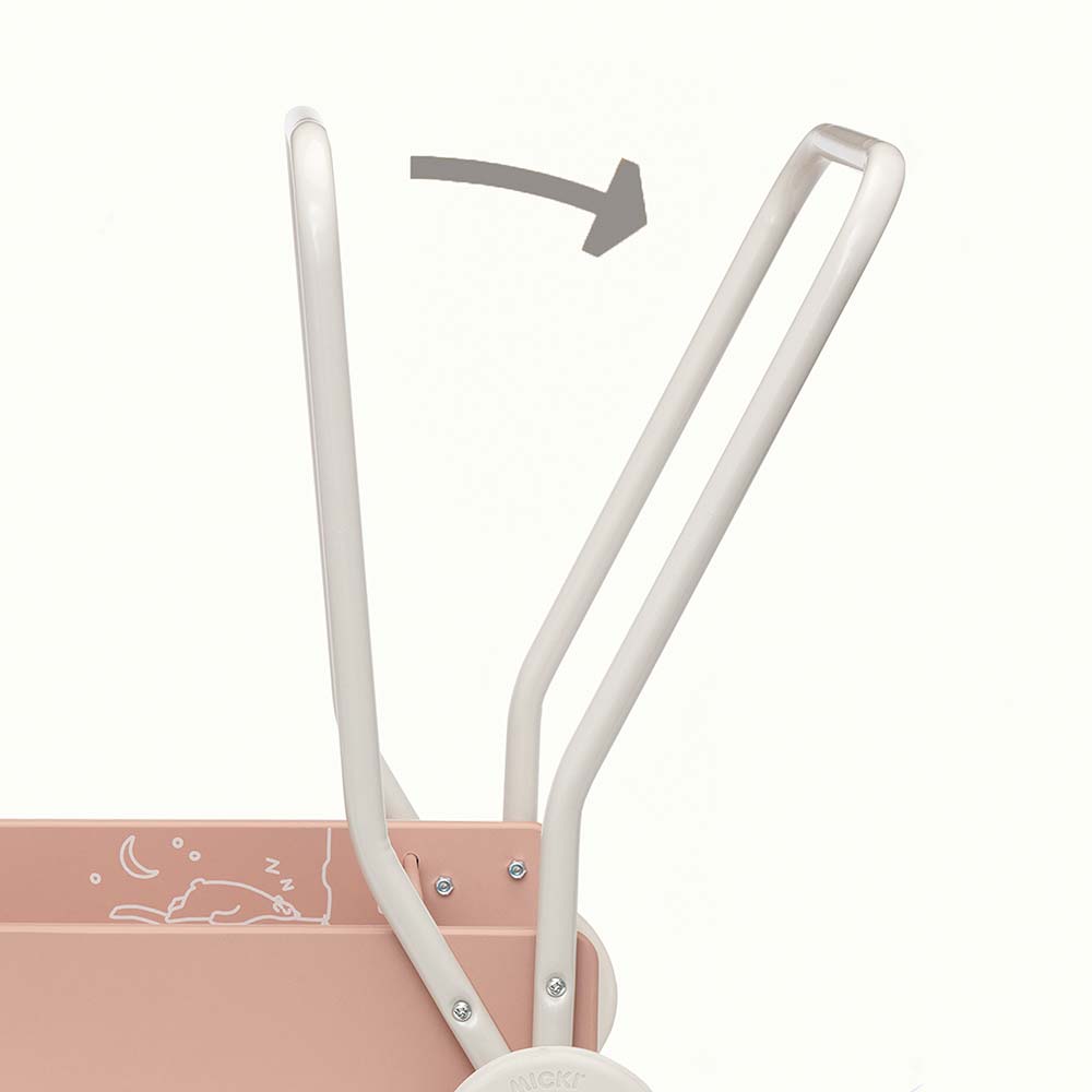 Różowy drewniany chodzik pchacz, do nauki chodzenia, dla dzieci, zabawka Micki