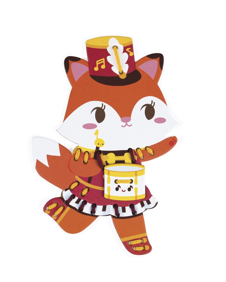 Janod Sznurowanka Kolorowe Zwierzątka 2+ | Drewniane Zabawki