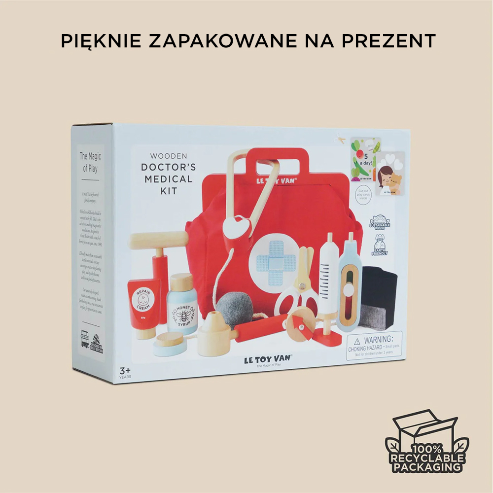 Drewniany zestaw lekarza do zabawy i odgrywania ról | Le Toy Van