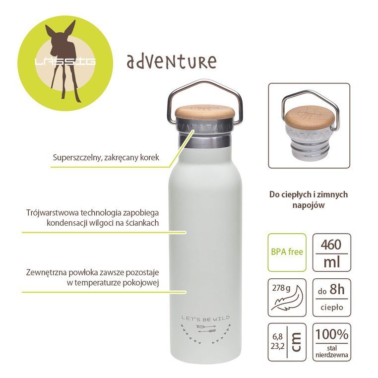 Lassig Termos Stalowy Adventure Grey 460 ml