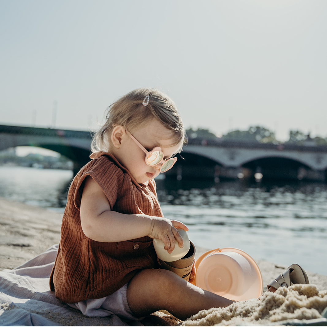 Ki ET LA, Okulary przeciwsłoneczne OURS'ON 1-2 lata Silver Blue