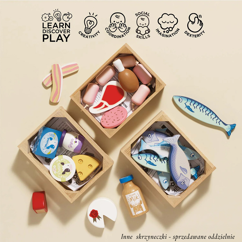 Le Toy Van Drewniany zestaw do zabawy w sklep – nabiał 2+