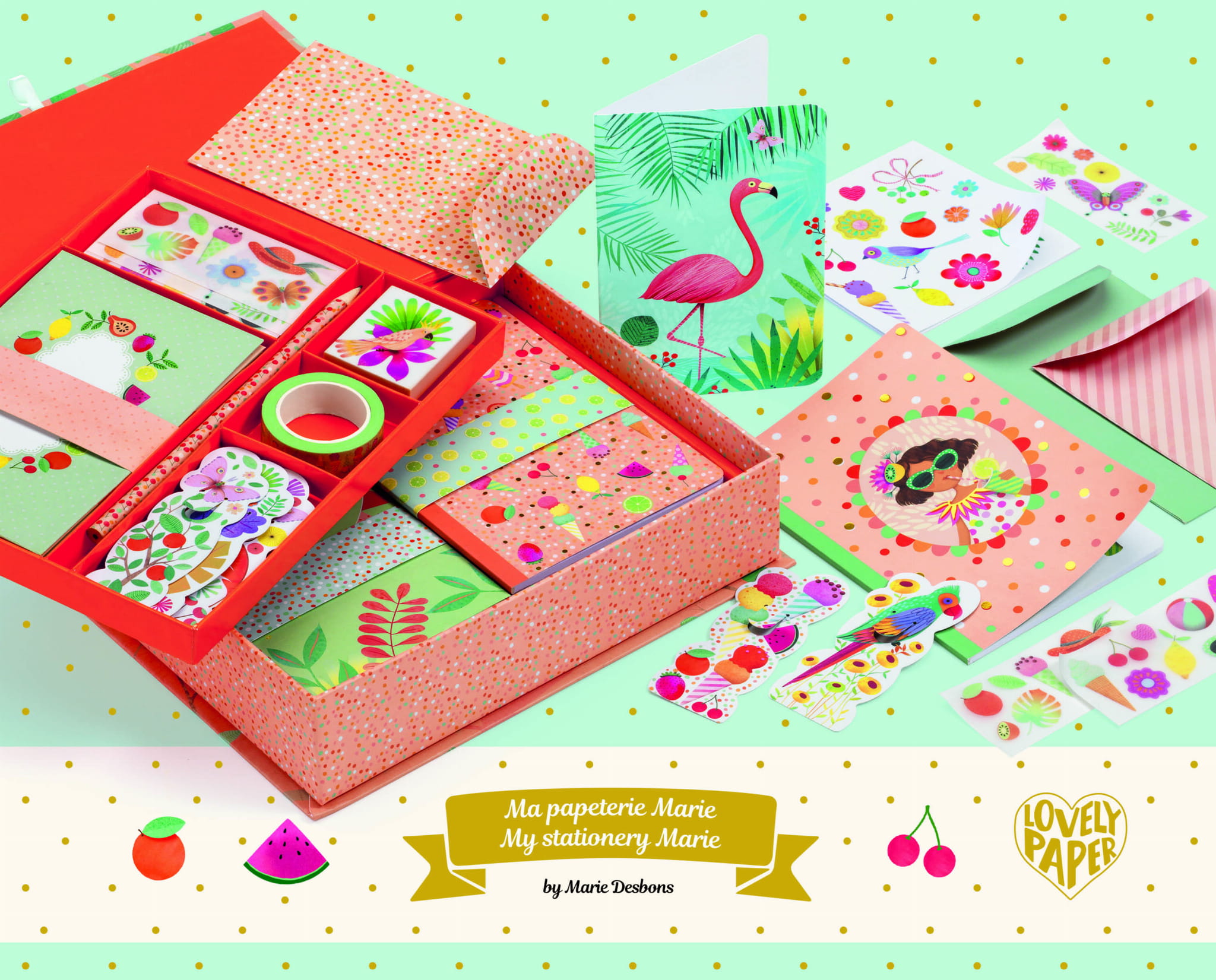 Djeco Kuferek z papierniczym zestawem MARIE 6+ | Fabryka Wafelków