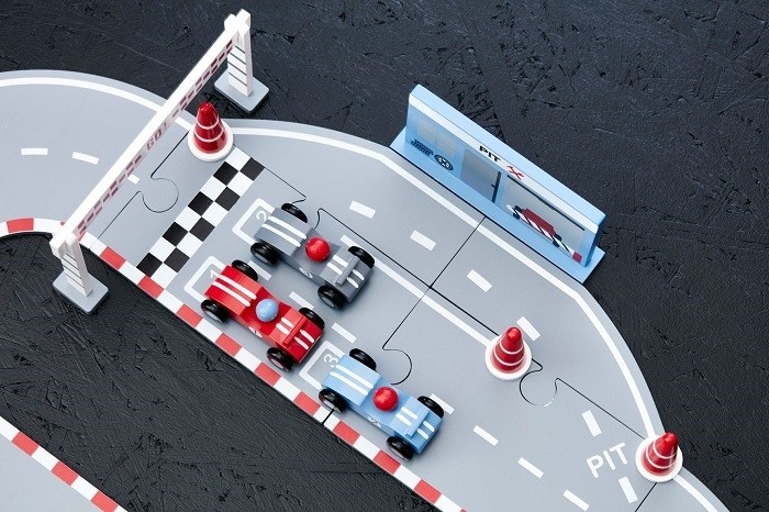 Kids Concept Tor Wyścigowy Blue Drewniany 3+ lat