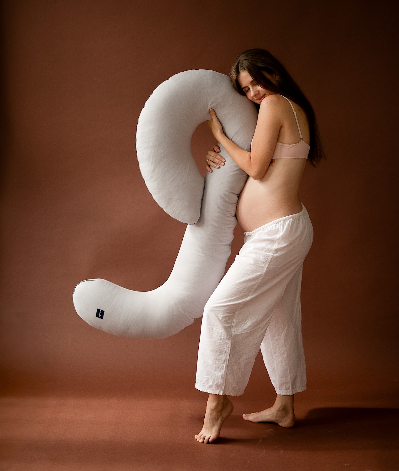 PUUKI Poduszka ciążowa „Dziewiątka” bawełna organiczna 120×60 cm z "Balonikiem od Mamy"