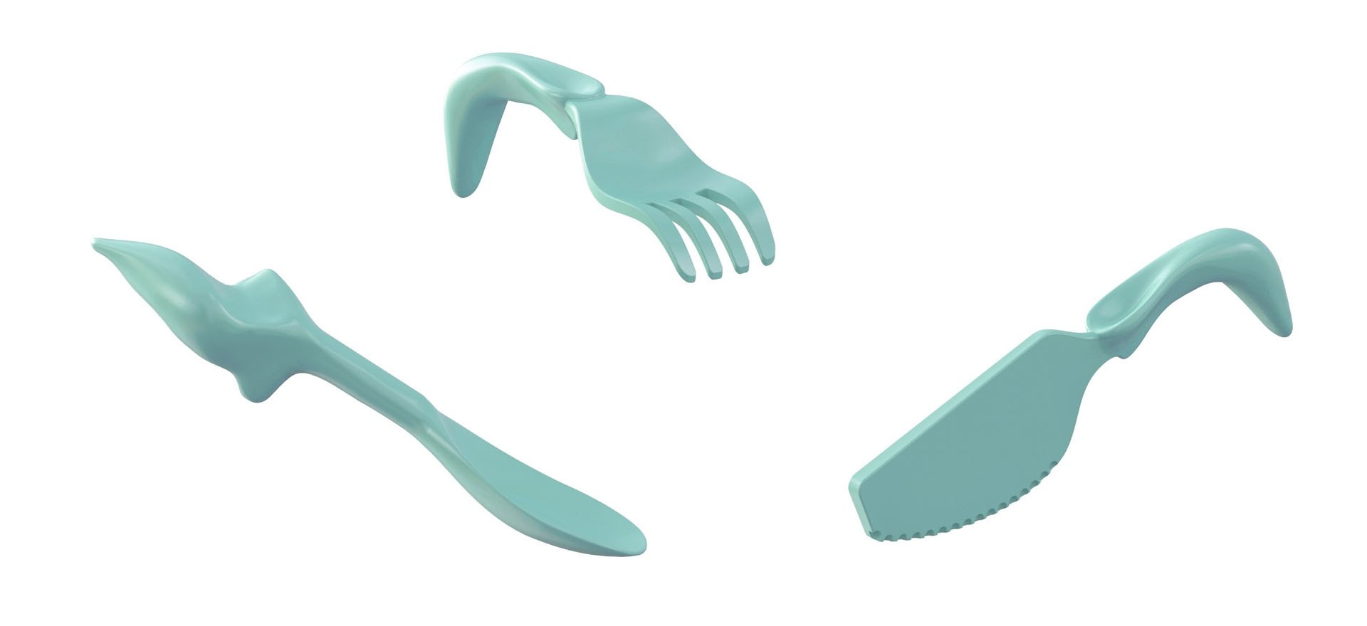 ObBabee Sztućce Niebieskie dla Dzieci 1+