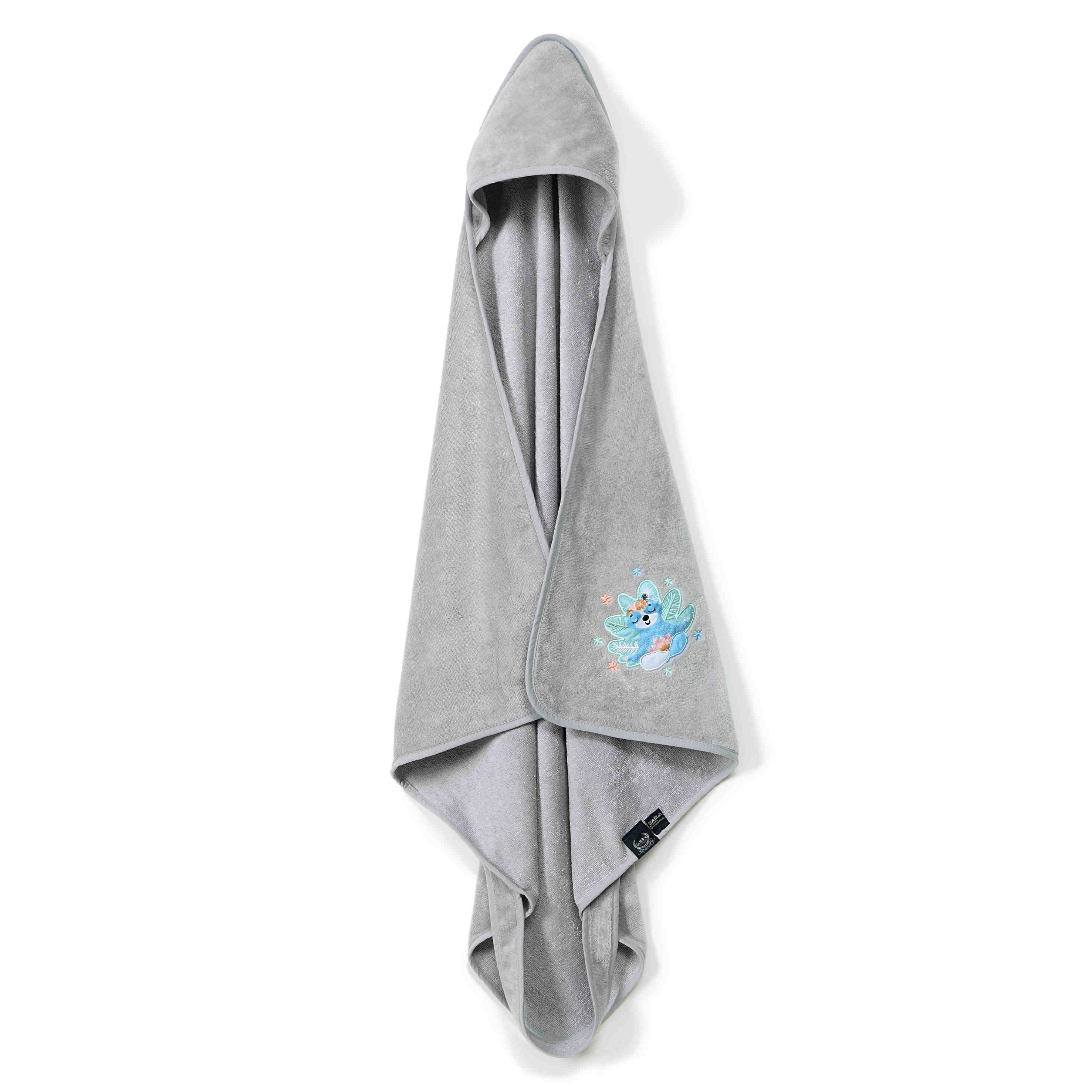 La Millou Ręcznik Bamboo Soft Newborn Grey Yoga Candy Sloth Blue 85x85cm