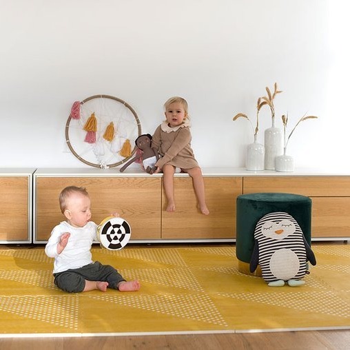 Toddlekind, Mata piankowa puzzle - Prettier Playmat Earth Mustard Flower