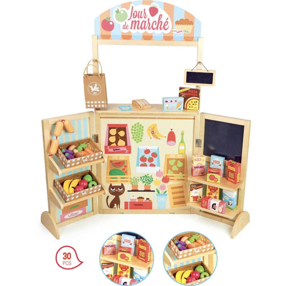 Vilac, Duży stragan drewniany do zabawy w sklep