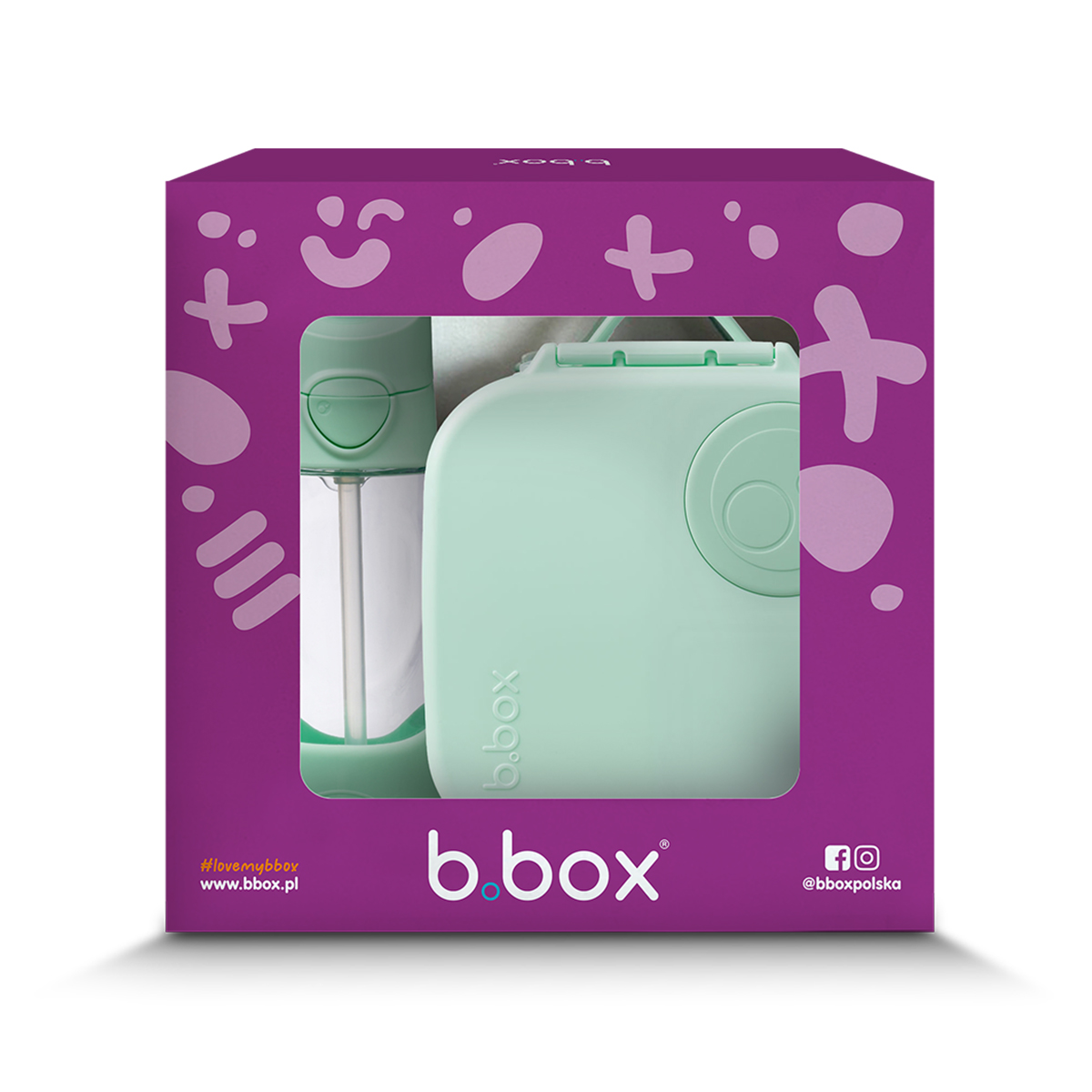 B.Box Zestaw Mini Lunchbox + Butelka Tritanowa ze słomką 450ml Spearmint 3+