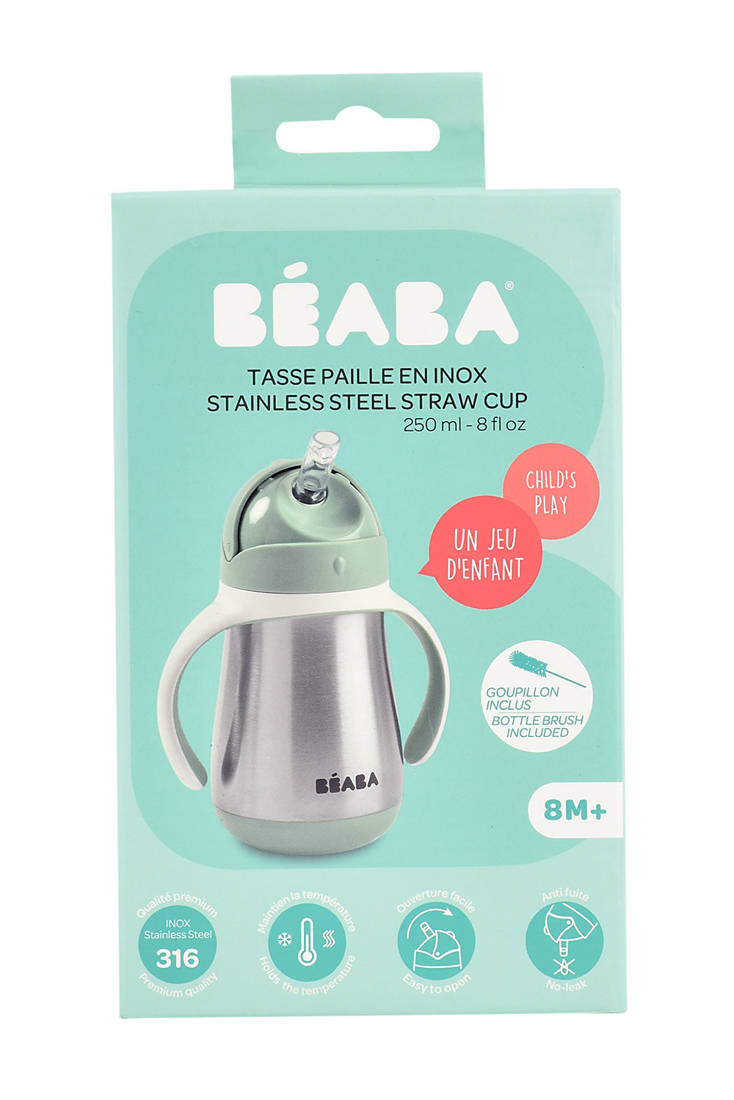Beaba Bidon Termiczny ze Słomką 250ml Sage Green 8m+