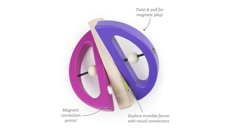 Tegu, Drewniane klocki magnetyczne BABY & TODDLER Swivel Bug Pink/Purple