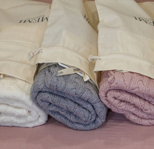 My Memi, kocyk warkocz ze 100% wełny merino grey - premium collecion