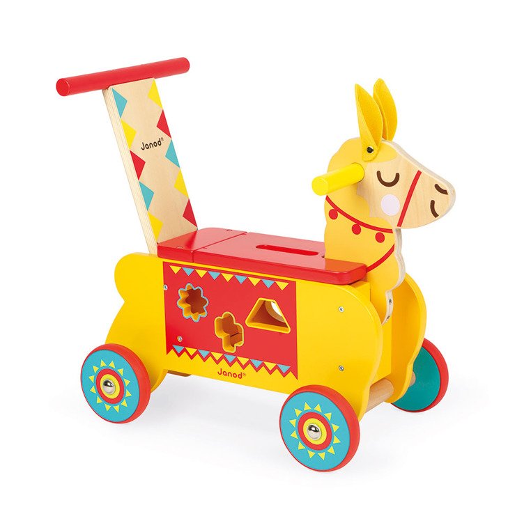 Janod Jeździk i Pchacz Lama 2w1 Sorter 12m+