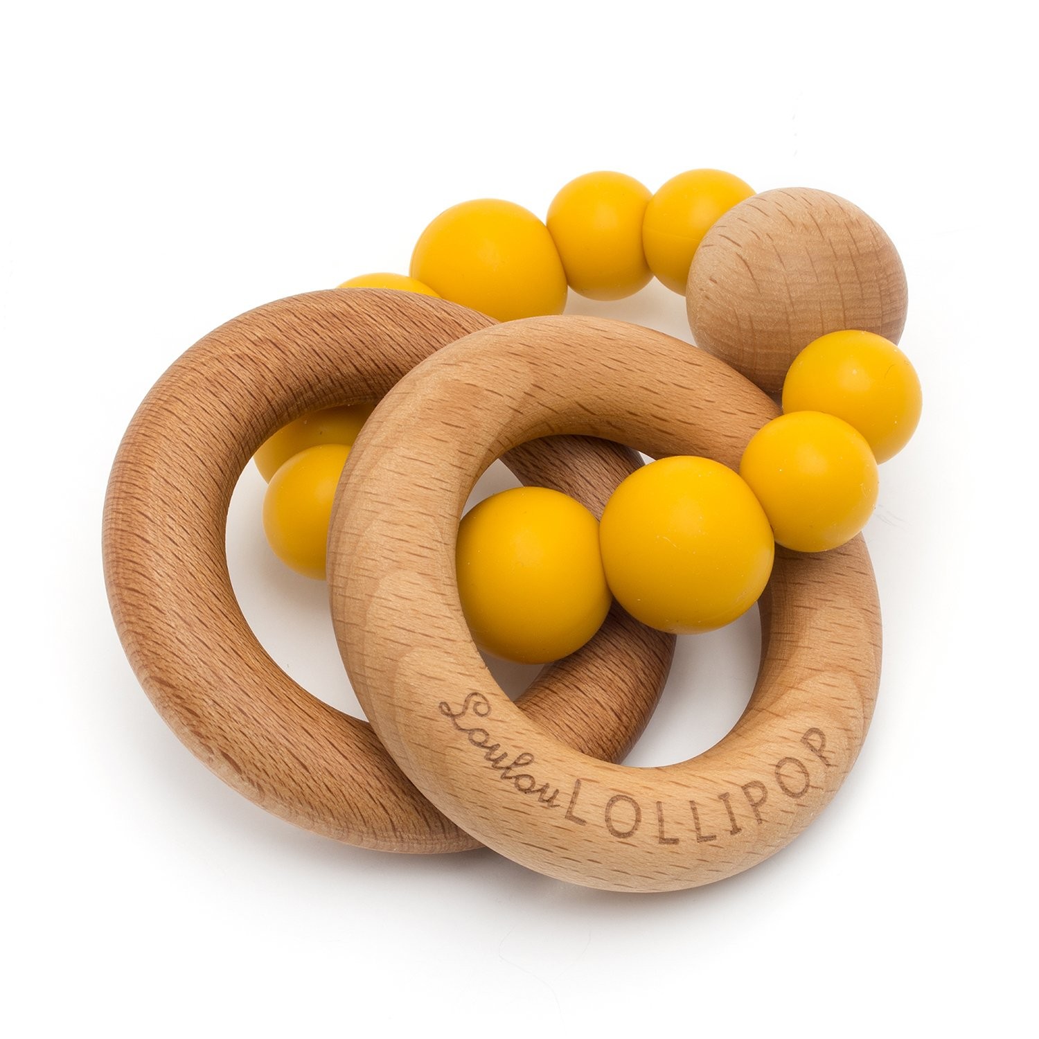 LouLou Lollipop Gryzak Silikonowo-Drewniany Golden Mustard 0+