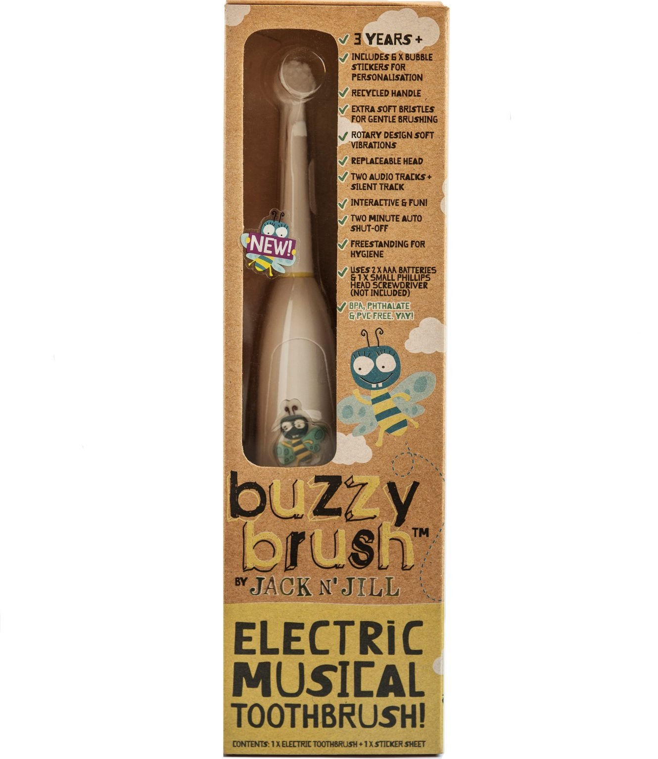 Jack N'Jill Szczoteczka elektryczna dla dzieci z naklejkami 3+