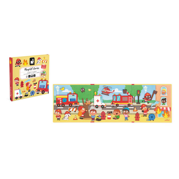 Janod Magnetyczna układanka Magneti'stories Strażacy 3+ | 30 elementów