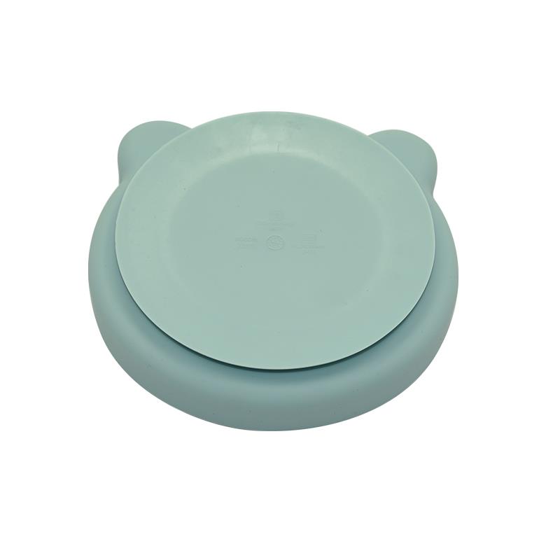 BO JUNGLE Talerzyk Silikonowy Bear z Przyssawką - Blue mint 6m+
