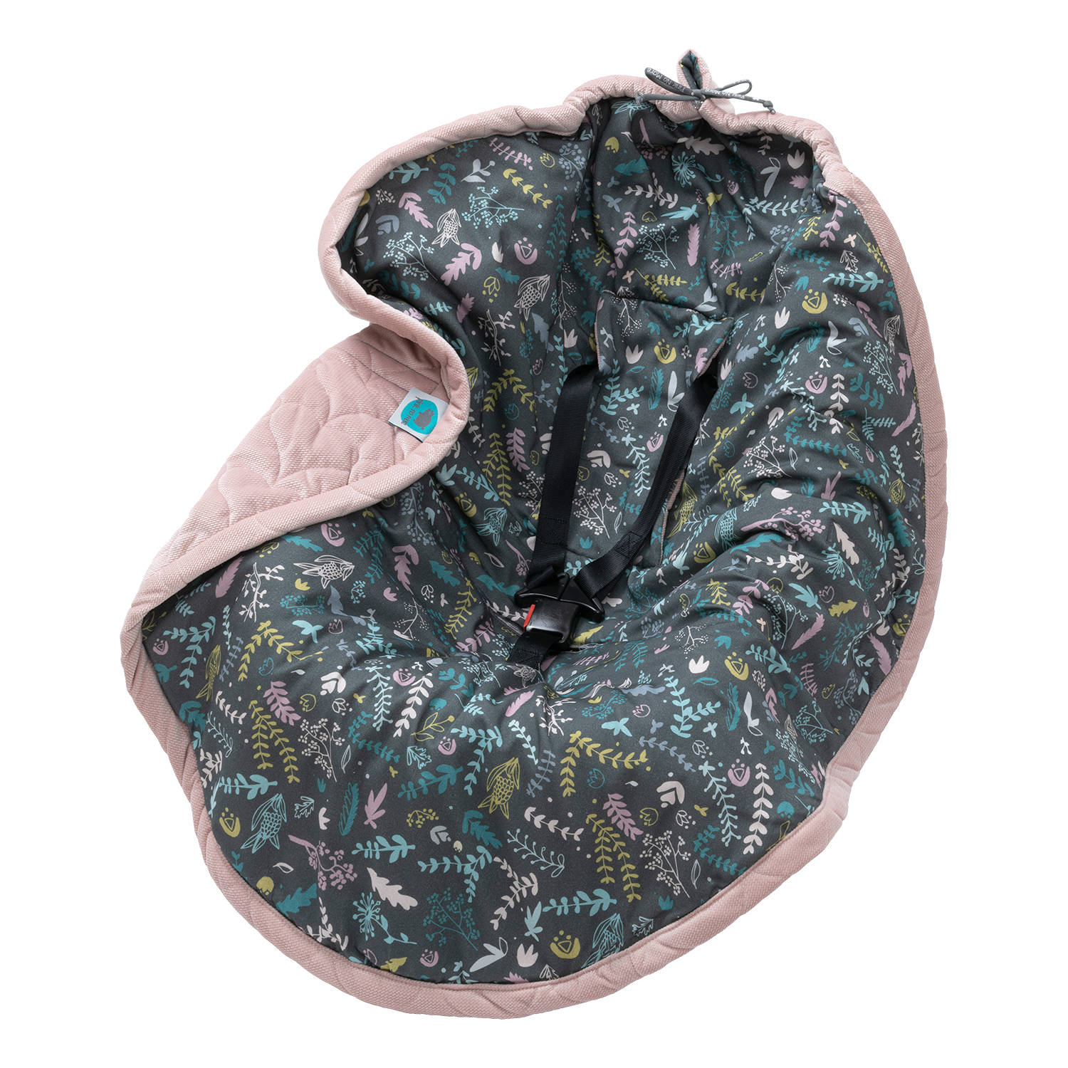 Otulacz do fotelika Pink No More Pudrowy Róż Botanic