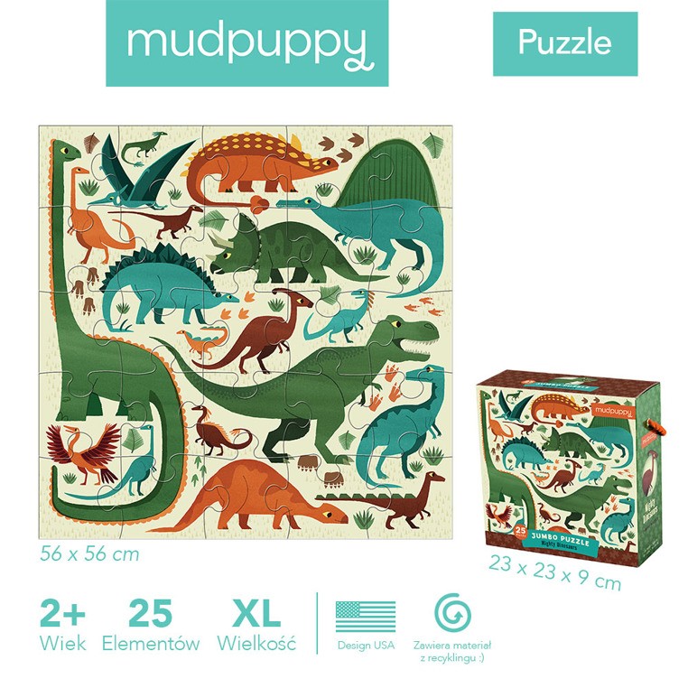 Mudpuppy Puzzle Podłogowe Dinozaury 25el 3+