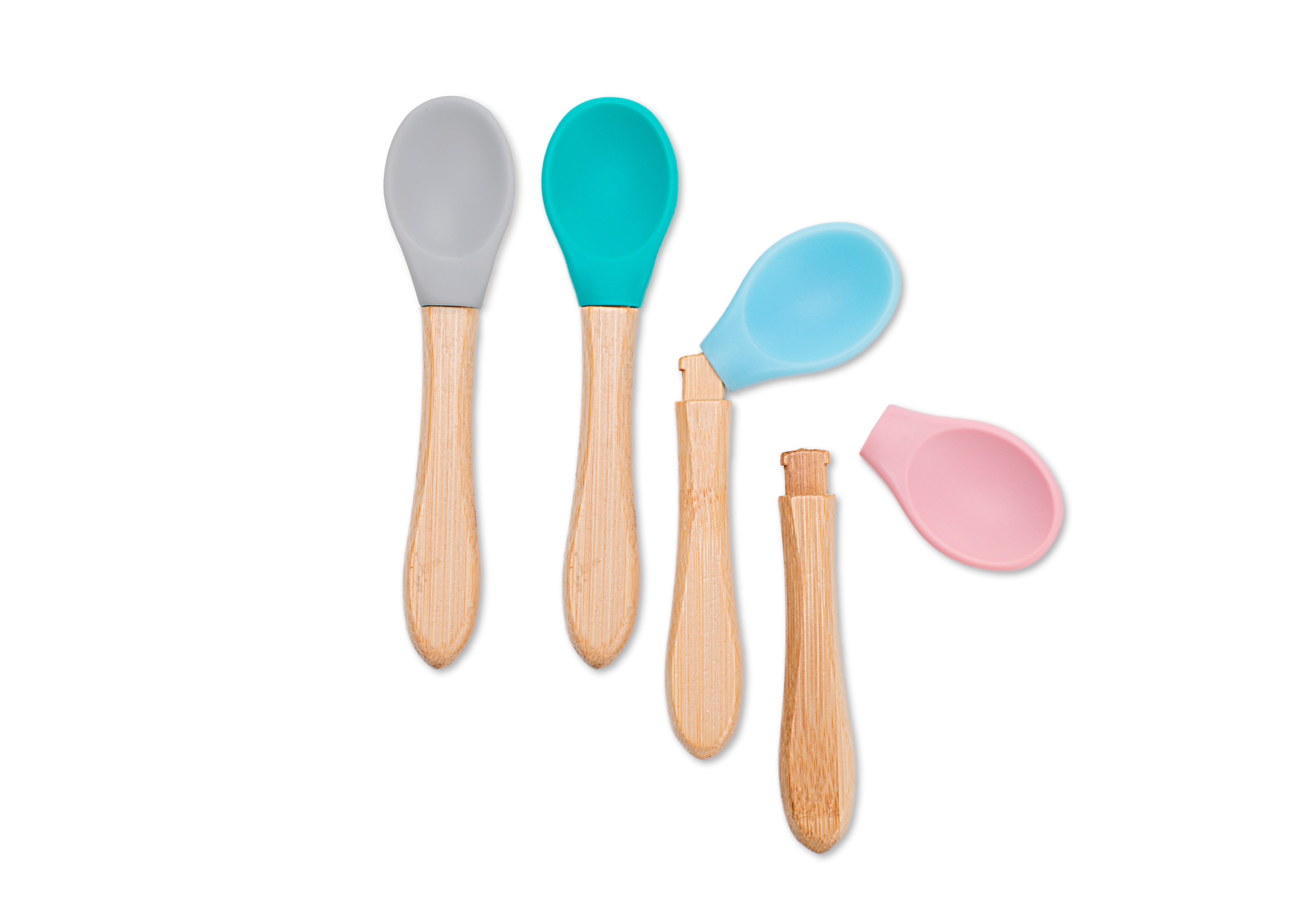 Minikoioi Łyżeczki do nauki jedzenia zielone/niebieskie 6m+