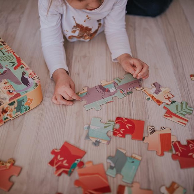 Janod Puzzle w walizce Rezerwat zwierząt 54el 4+