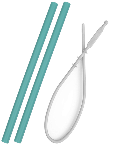 Minikoioi, słomki silikonowe 2szt z czyścikiem zielone