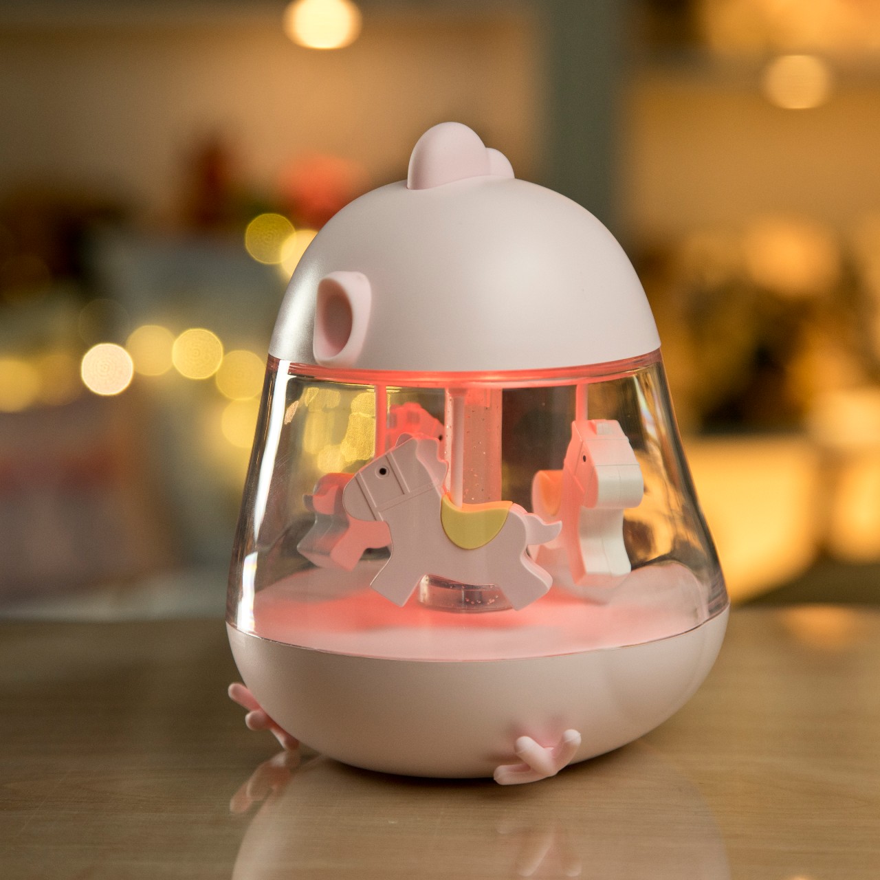 Rabbit&Friends, Lampka z pozytywką kurczak róż