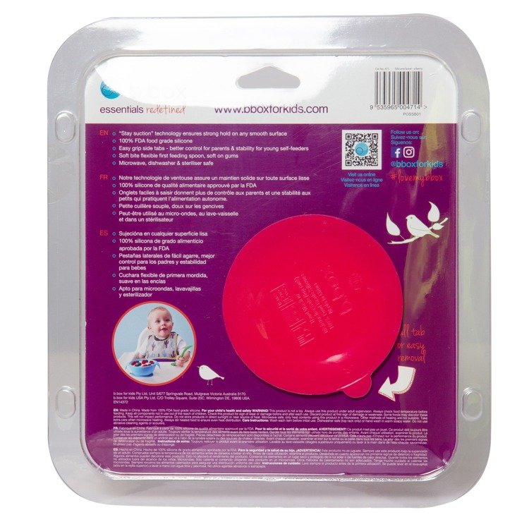 B.Box Miseczka Silikonowa z Przyssawką i Łyżeczką 6m+ Strawberry Shake