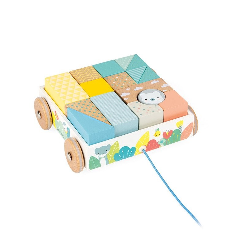 Janod Klocki Drewniane Do Ciągnięcia 30el 18m+