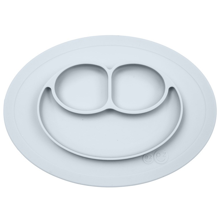 EZPZ Silikonowy talerzyk z podkładką Mini Mat pastelowy szary