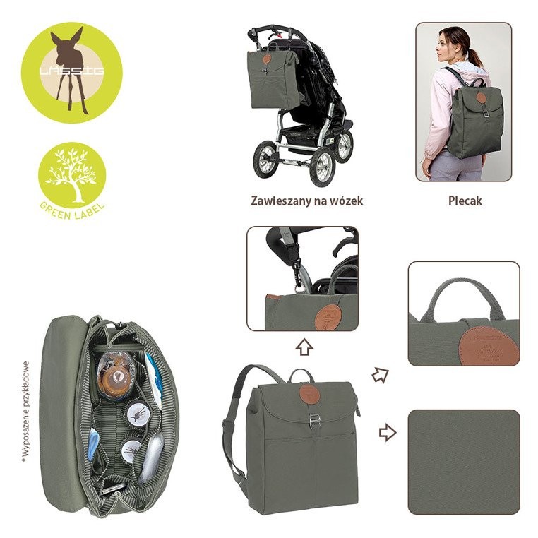 Lassig Green Label Plecak Adventure Olive z akcesoriami | Dla Mamy 1+