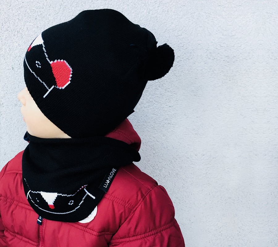 Lullalove, Ciepła czapka MRB z pomponikami 0-3 m-cy