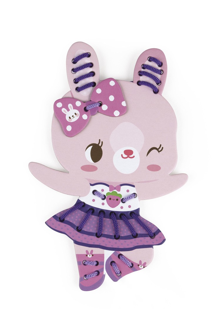 Janod Sznurowanka Kolorowe Zwierzątka 2+ | Drewniane Zabawki