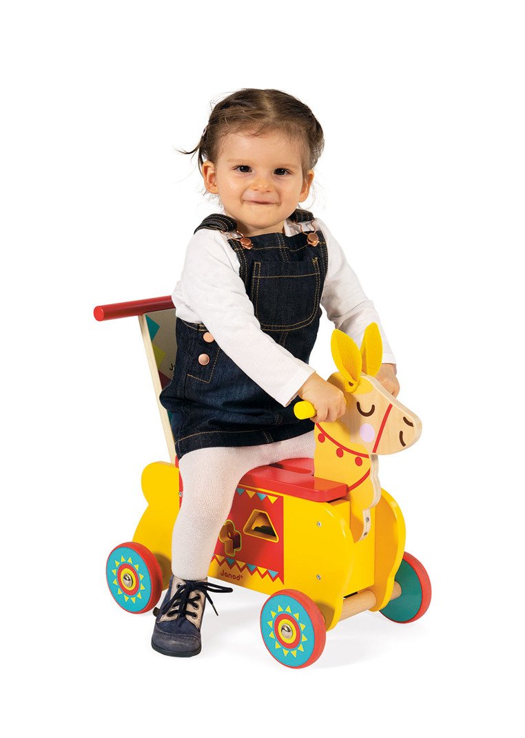 Janod Jeździk i Pchacz Lama 2w1 Sorter 12m+