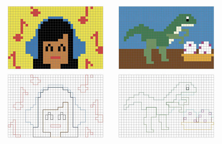 Auzou Duża Kolorowanka Piksele Dinozaury 5+